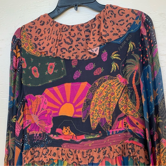 FARM RIO Mixed Leopards Jungle Long Sleeve Midi Dress (NWT) - Picture 10 of 16